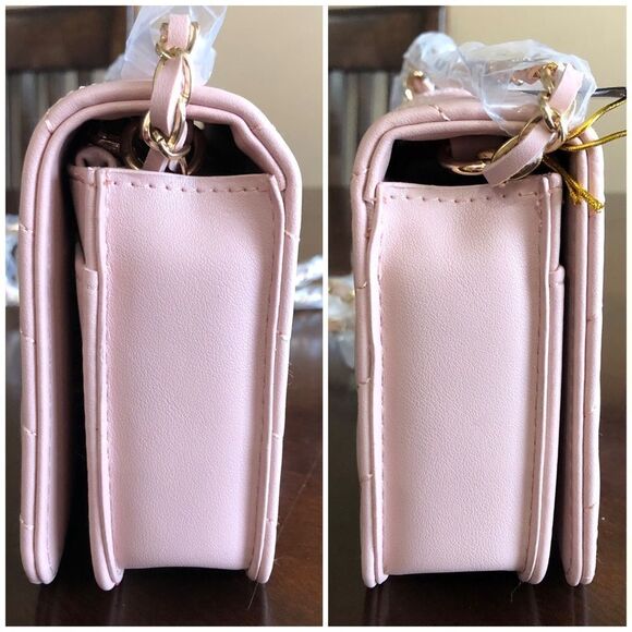 BEBE - NWT - "Sophia" Small Crossbody/Clutch in "Blush"/Quilted Vegan Leather - Picture 9 of 16